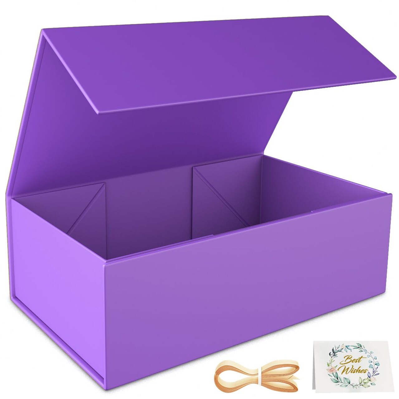 Purple Gift Box, 12x6x4'' Gift box for Presents with Lids Magnetic Closure Rectangle Collapsible for Bridesmaid Proposal Box, Wedding, Christmas, Halloween, Birthday Gift Packging